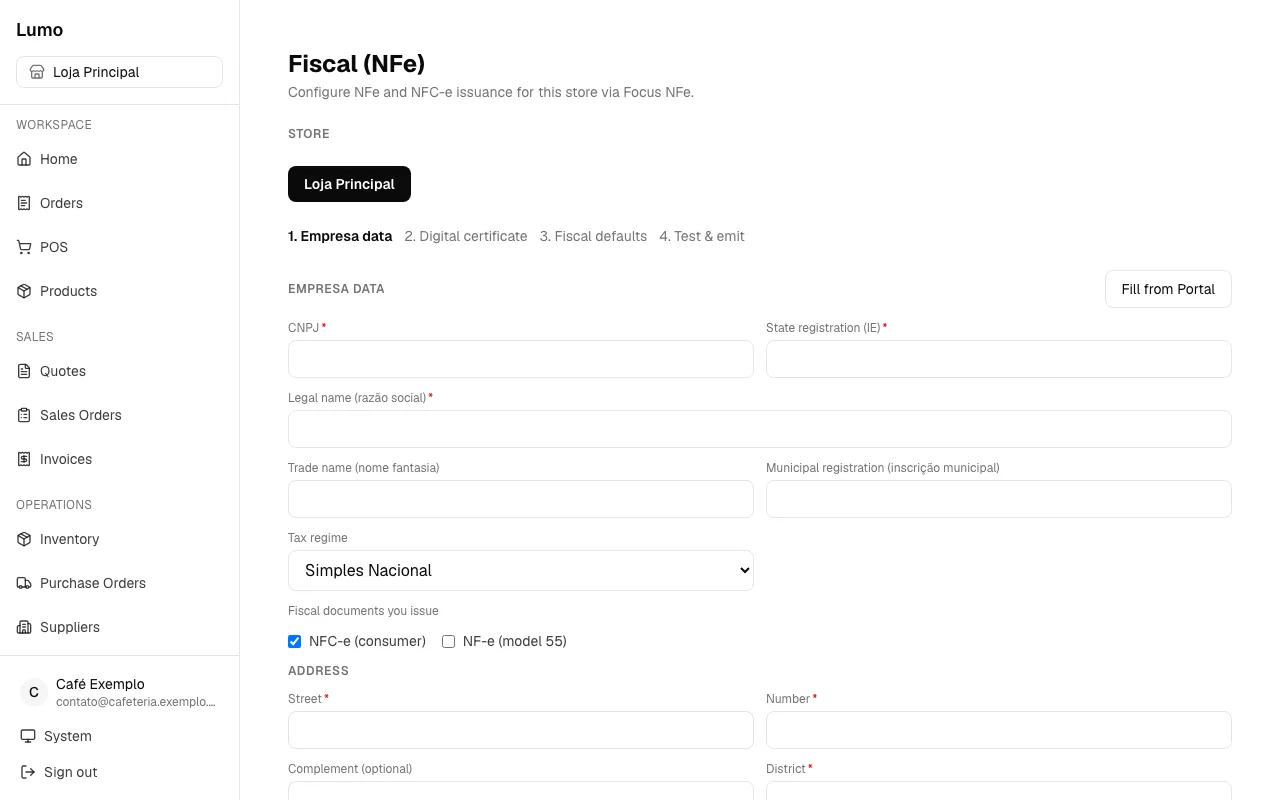 Emissão de nota e fechamento contábil no Lumo